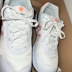 White floral New balance shoes